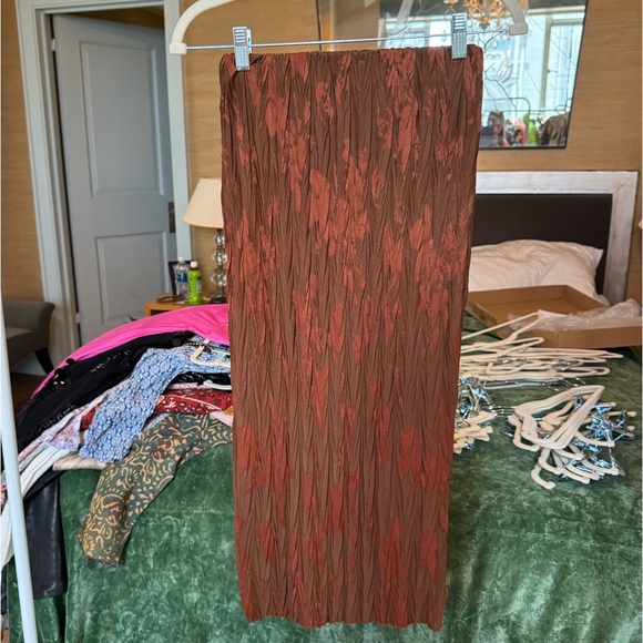 Zara Brown Patterned Skirt Small - Picture 1 of 3